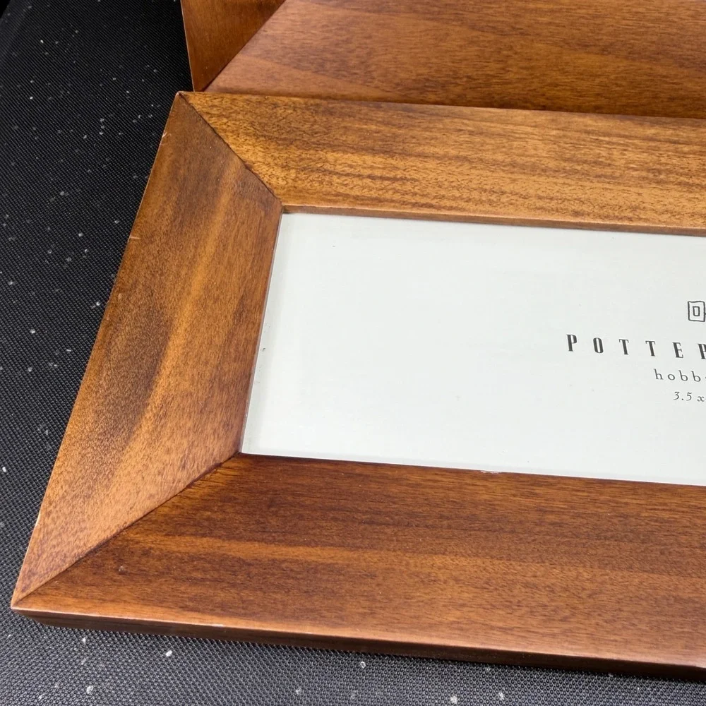 Pottery Barn Hobbs Wood‎ Picture Frame Set of 2 Brown 3.5x10 Panoramic Tabletop